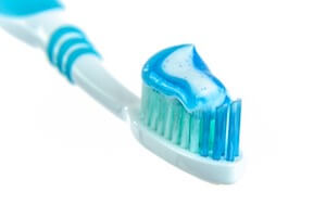vegan toothpaste on brush